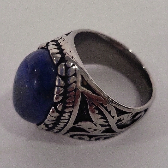 345- Lapis Lazuli Natural Gemstone Handmade Men's Ring Size 9 NWT - Picture 2 of 8